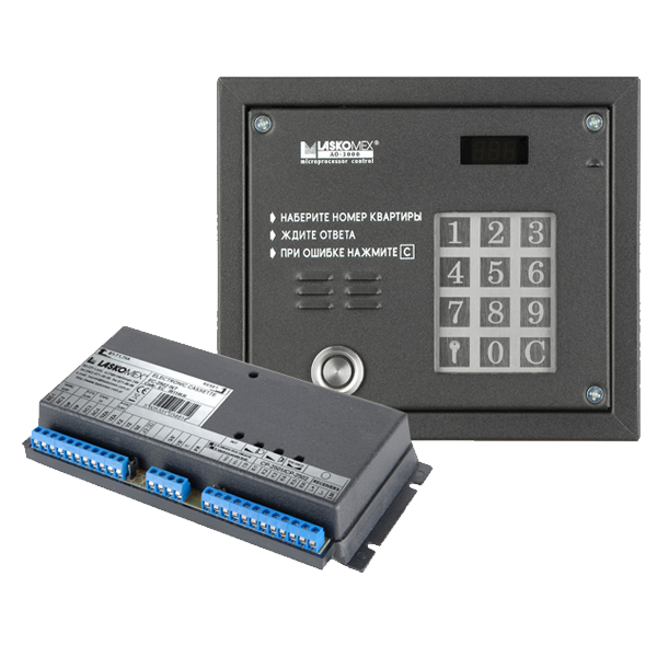 Блока вызова - Четырехразрядная индикация; - Посадочное место под видеокамеру; - Подсветка наборного поля и видеокамеры; - Звуковое подтверждение вызова; - Зуплексная связь; - Встроенный считыватель для ключей ТМ; - Открывание замка с абонентского устройства; - Открывание замка с помощью индивидуальных четырехзначных кодов; - Звуковое подтверждение в абонентском устройстве использования индивидуального кода открывания замка; - Максимальное количество абонентов — 254; - Возможность использования в системе Master-slave; - Антивандальная конструкция.  Блока электроники - Встроенный контроллер на 1000 ключей; - Возможность использования в системе Master-slave (настраивается программно) - Программное отключение подъездного видеосигнала отдельных абонентов; размеры (ВхШхГ): 195х95х30 мм.